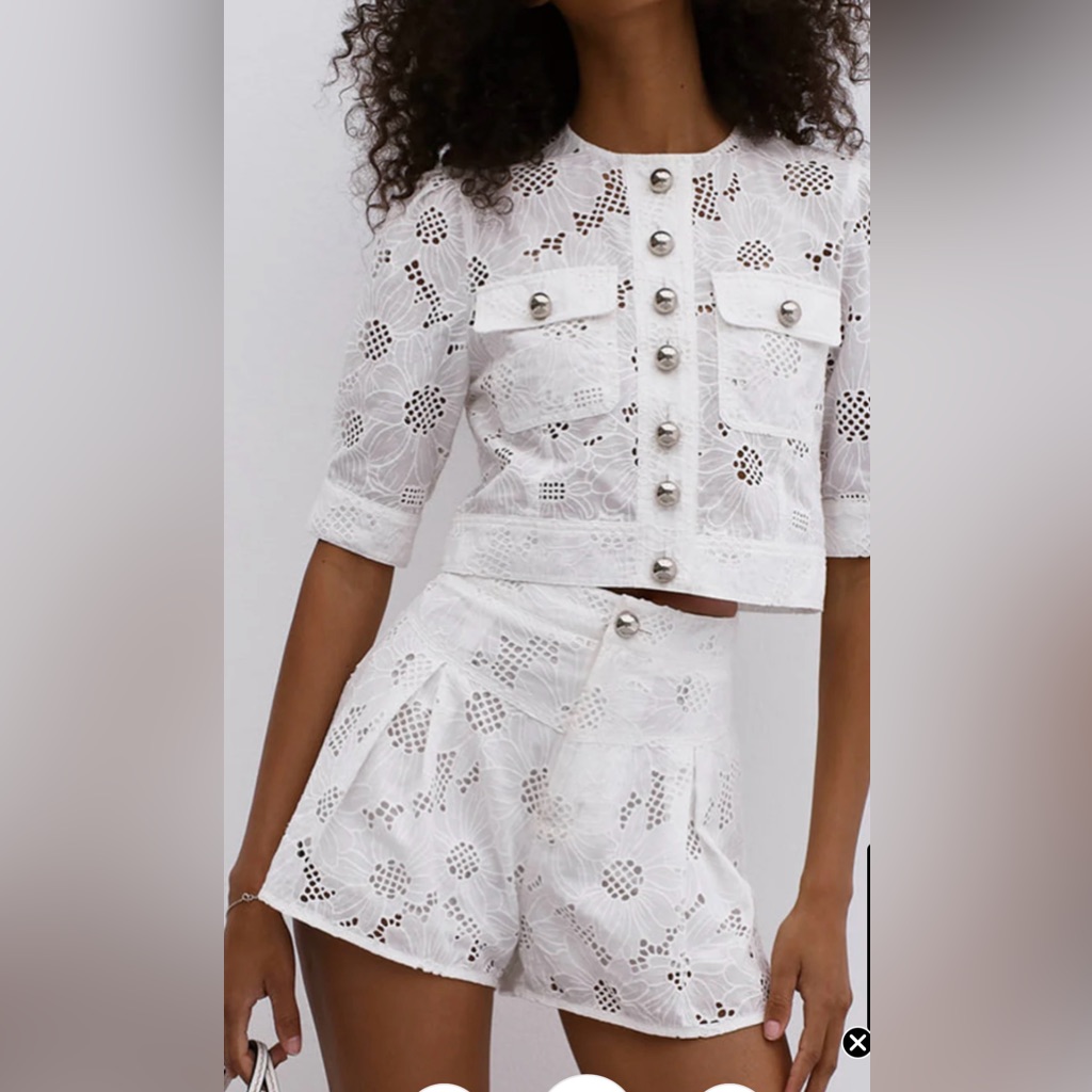 Commense White Lace Women Shorts And Top Size Medium